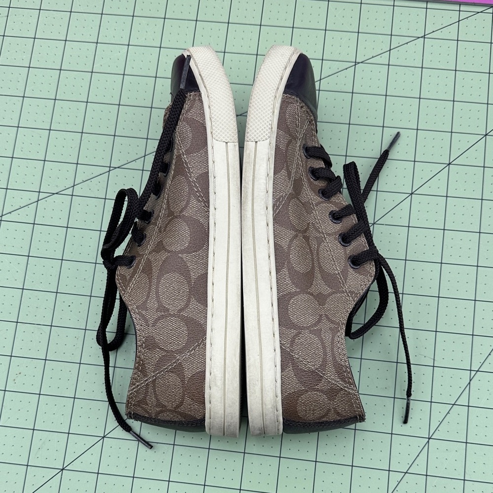 Coach Parkway Sneakers leather Brown canvas tennis shoes womens 8 designer